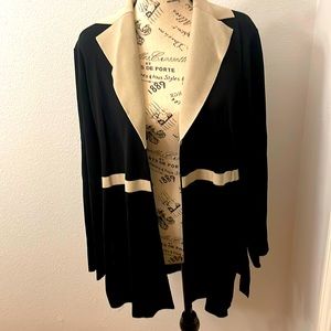 Exclusively Misook Black and Tan cardigan sweater